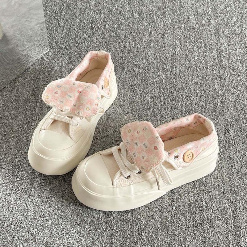 Floral denim blue platform canvas white shoes women's summer breathable thin student versatile tide shoes