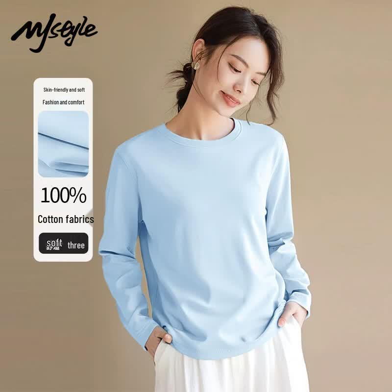 MJ STYLE Pure Cotton Long Sleeve T-Shirt for Women
