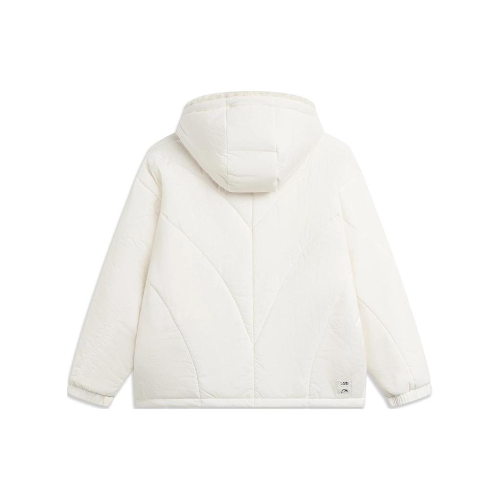 Li Ning X League Of Legends Poro Series Solid Color Faux Lamb Wool Loose Short Cotton Jacket Women Jackets Off-White AJMT312-1