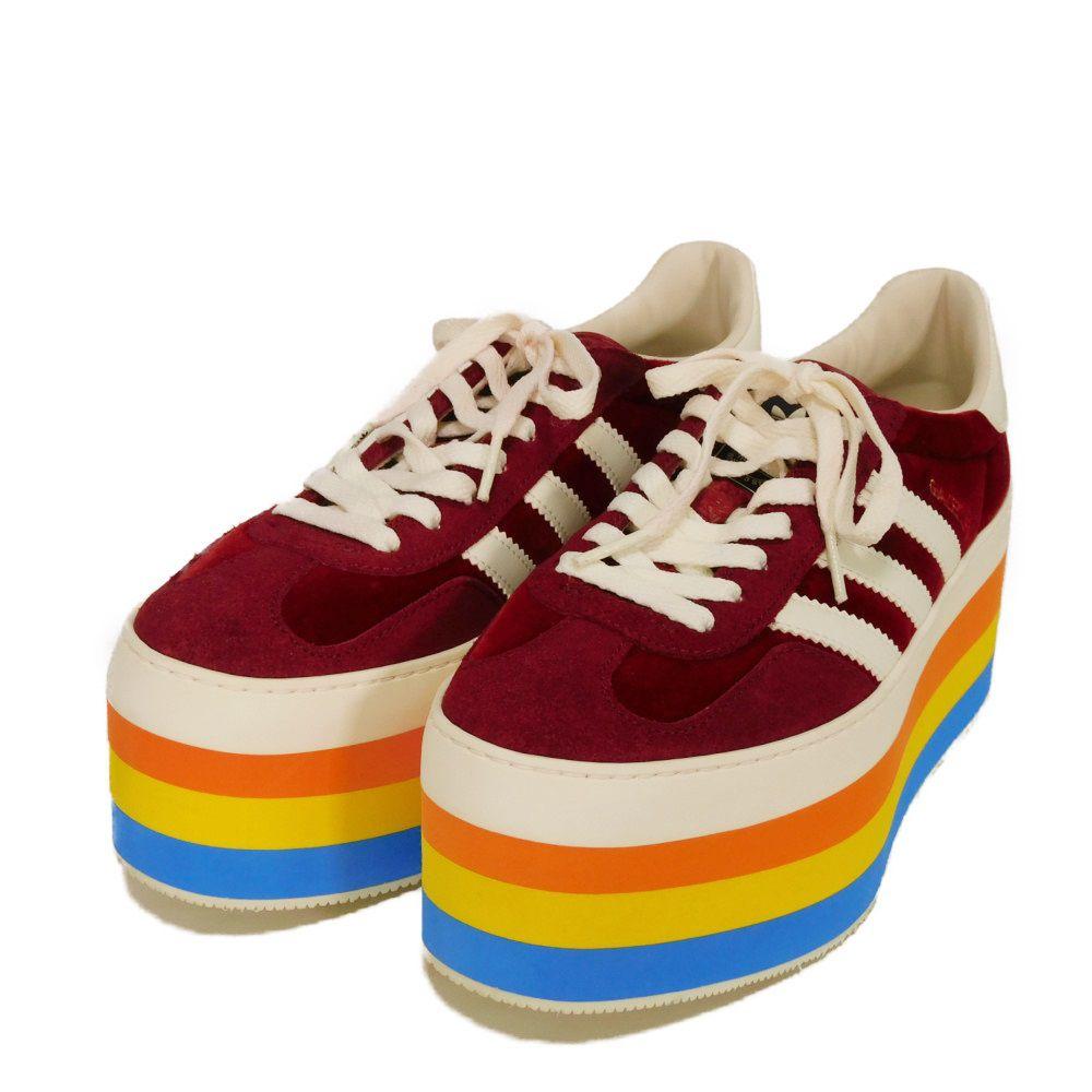 

Used Adidas 9539 Gazelle Platform Shoes 707871 9STU0 6360 7896 7 1/2 Logo Trefoil Suede 9.6 Velvet Red Women s from