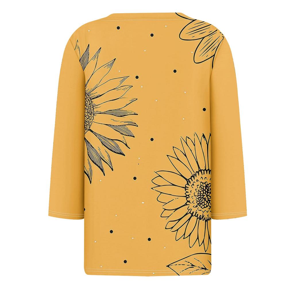 Women's T Shirt Tee Printed 3/4 Sleeve Daily Weekend Fashion Basic V Neck Regular Top