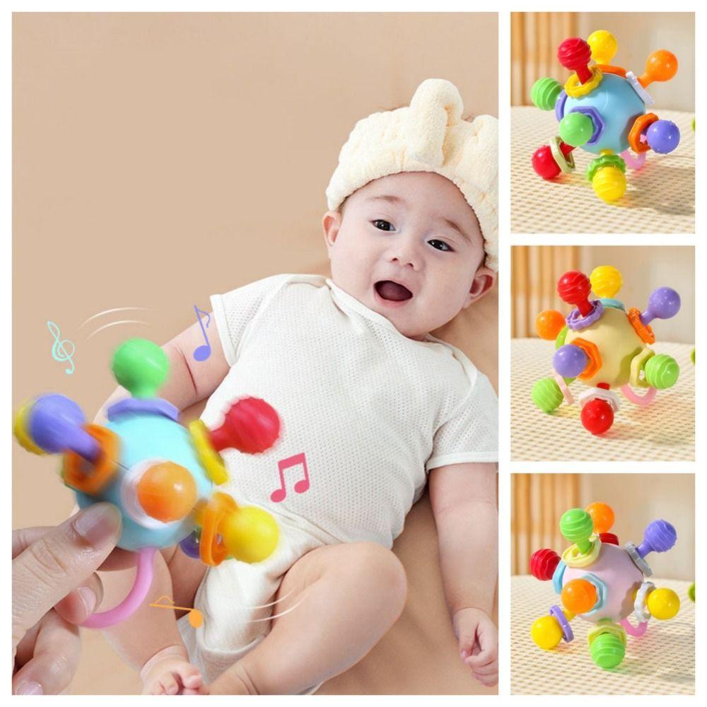 Baby Toys Hand Grip Ball Rotating Rattle Manhattan Round Ball  Activity Development
