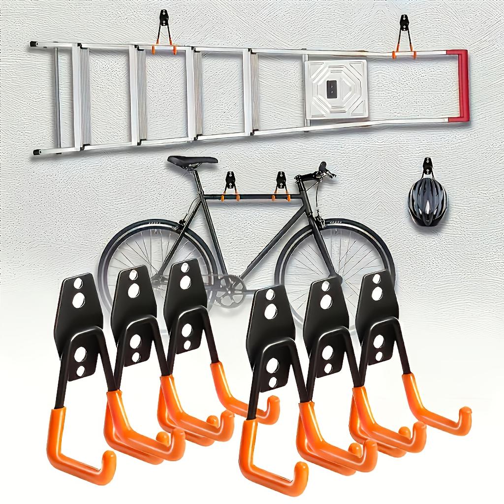 [Ganchos de Herramientas de Metal Duraderos] Ganchos de Herramientas de Metal Duraderos para Trabajo Pesado | Ganchos y Organizador de Almacenamiento para Garaje de Acero Bicolor con Montaje en Pared para Escaleras, Bicicletas