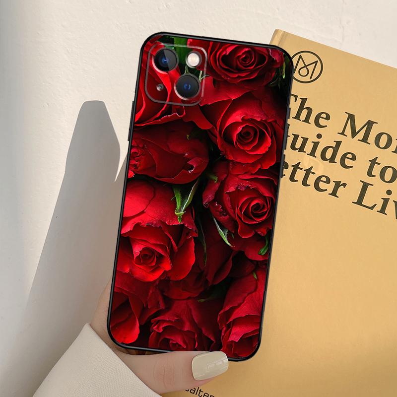 Bright Red Rose Flowers Phone Case For iPhone 17 16 15 14 13 11 12 Pro Max Mini XR 16e 15 16 Plus 17 Air Full Cover