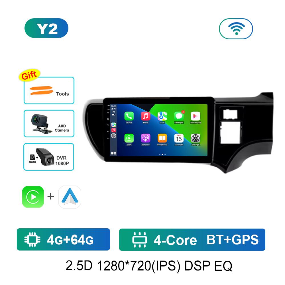 9 Inch DSP Stereo Android OS for Toyota Aqua 2011 - 2017 Navi GPS 4G Car Radio Multimedia Player BT IPS Screen WiFi Cooling Fan