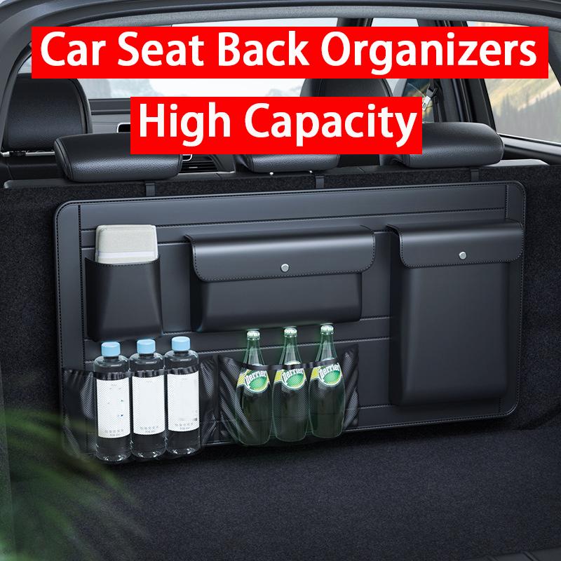 Adjustable Car Storage Box Backseat 5 Bag Trunk Organizer Multi-use PU Leather Car Seat Back Organizers With Net Bag