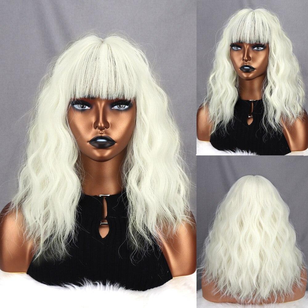 XINRAN Dámská móda Krátká nafouknutá vlnitá paruka s ofinou Syntetické vlákno Přírodní kukuřičná vlna Denní nošení Cosplay Hnědá barva Krátká vlnitá paruka