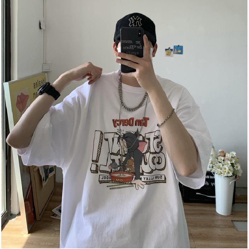 Men Short Sleeve T-Shirts Letter Graphic Print Half Sleeve Tshirts Pullover T-shirt Casual Tee Man Korean Casual Round Neck Retro Tops For