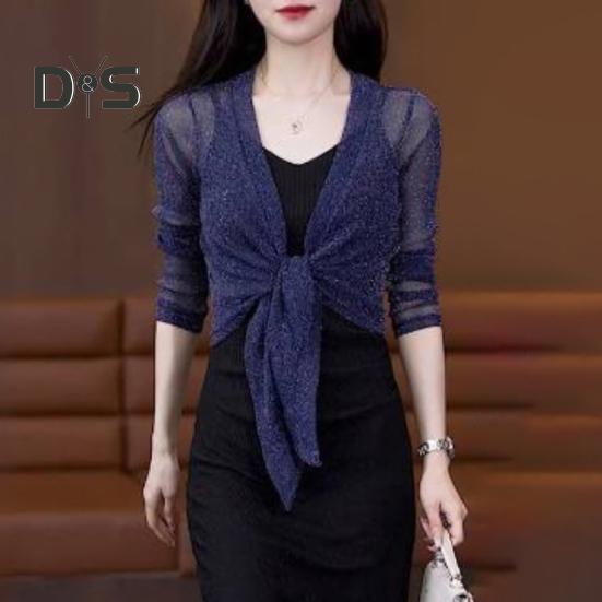 Women Sunscreen Shirt Long Sleeve Solid Color Loose Fit Sunscreen Cardigan with Lace-up Breathable Thin Coat