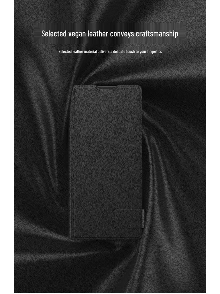 Samsung Z Fold7 Leather Wallet Case with Stand, Card Slot, and Protective Film