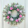 2025 New 45cm Rose Wreath American Spring Garden Simulation Garland Rattan Wreath Decoration Rose Wreath Pendant