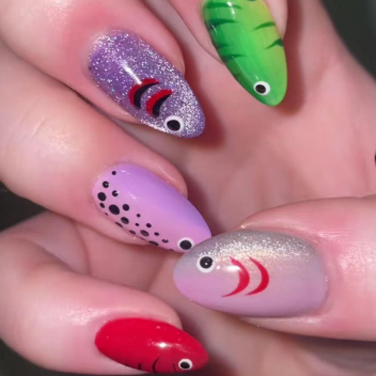 European and American cat eye wearing nail piece 3D three-dimensional color dopamine manicure fake nail wearing nail piece