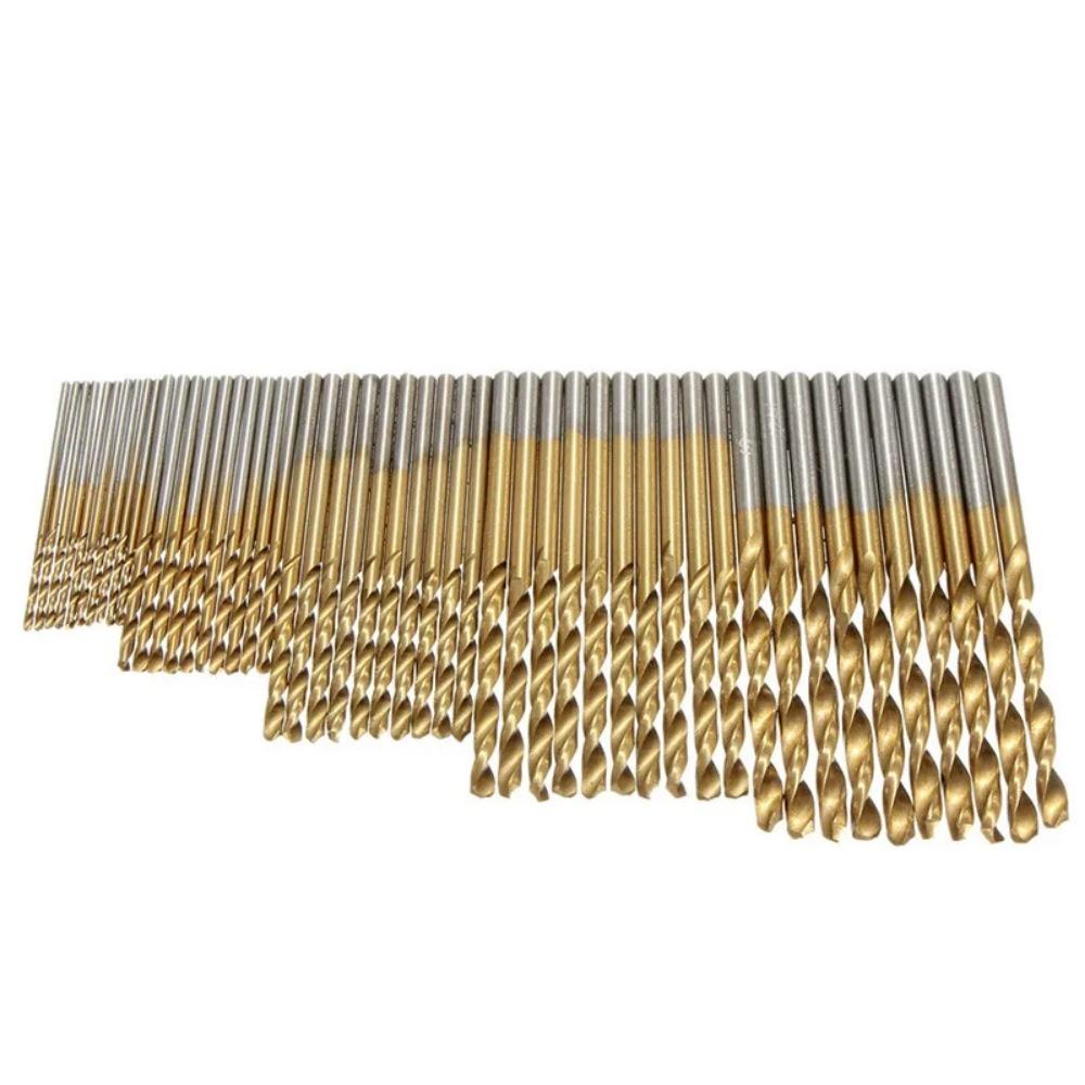 

50pcs High Speed Steel Titanium-plated Mini Twist Drill BitSet,Handheld Electric Drill Accessories, StraightShank Drill Bit Set 3mm&Round