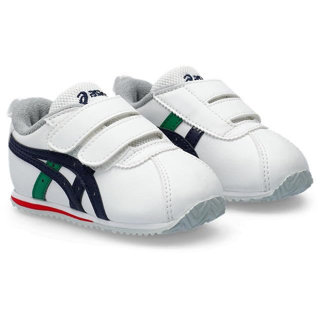Sukusuku Baby Basic cm Shoes, Low-Cut, Two-Strap, White/Dark Navy, 382, 14.0