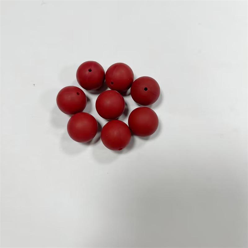 Silicone Pacifier Chain with 15mm Candy Color Round Beads for DIY красный