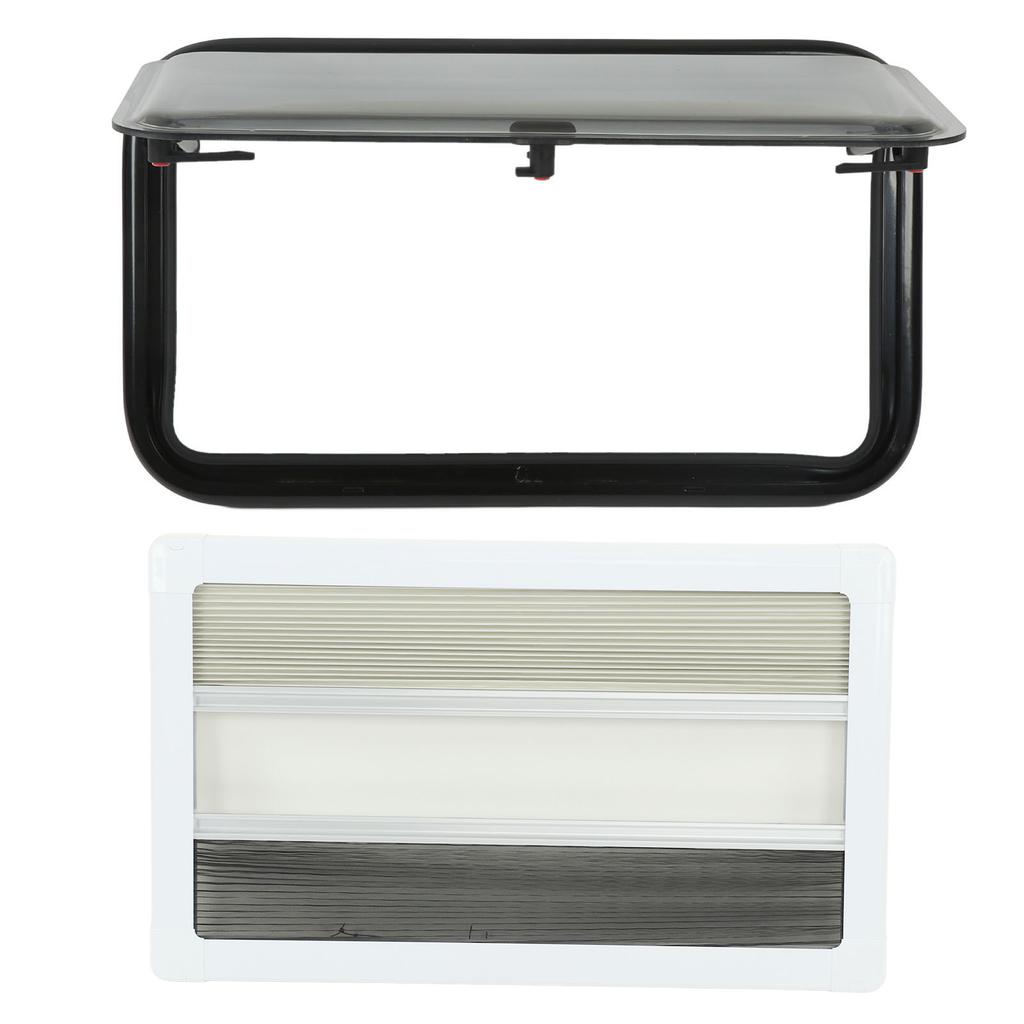 Fereastră RV Push Out 730x430mm cu Plasă de Insecte și Parasolar, Sticlă Acrilică Strat Dublu pentru Rulote, Remorci Mo