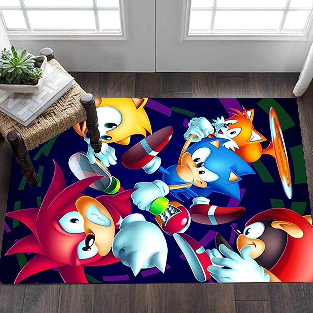 Sonic The Hedgehog Art Print Decoration,Carpet,Living Room,Bedroom, Non-slip,Square rug