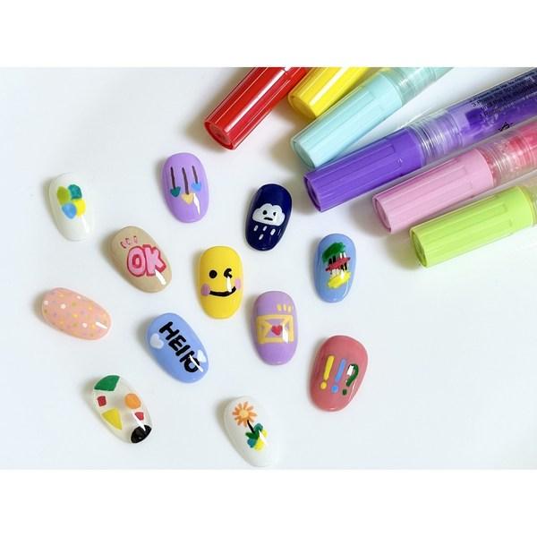 Nail Drawing Art Pen 24 -color Pastel Pastel Cala Decopen Macapen Macapen Self Gelne Art Material, Mixture, 1 Set
