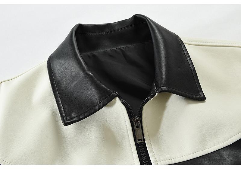Boys PU Leather Jacket Men's Leather Jacket European and American Large Size Stand-Up Jacket Top