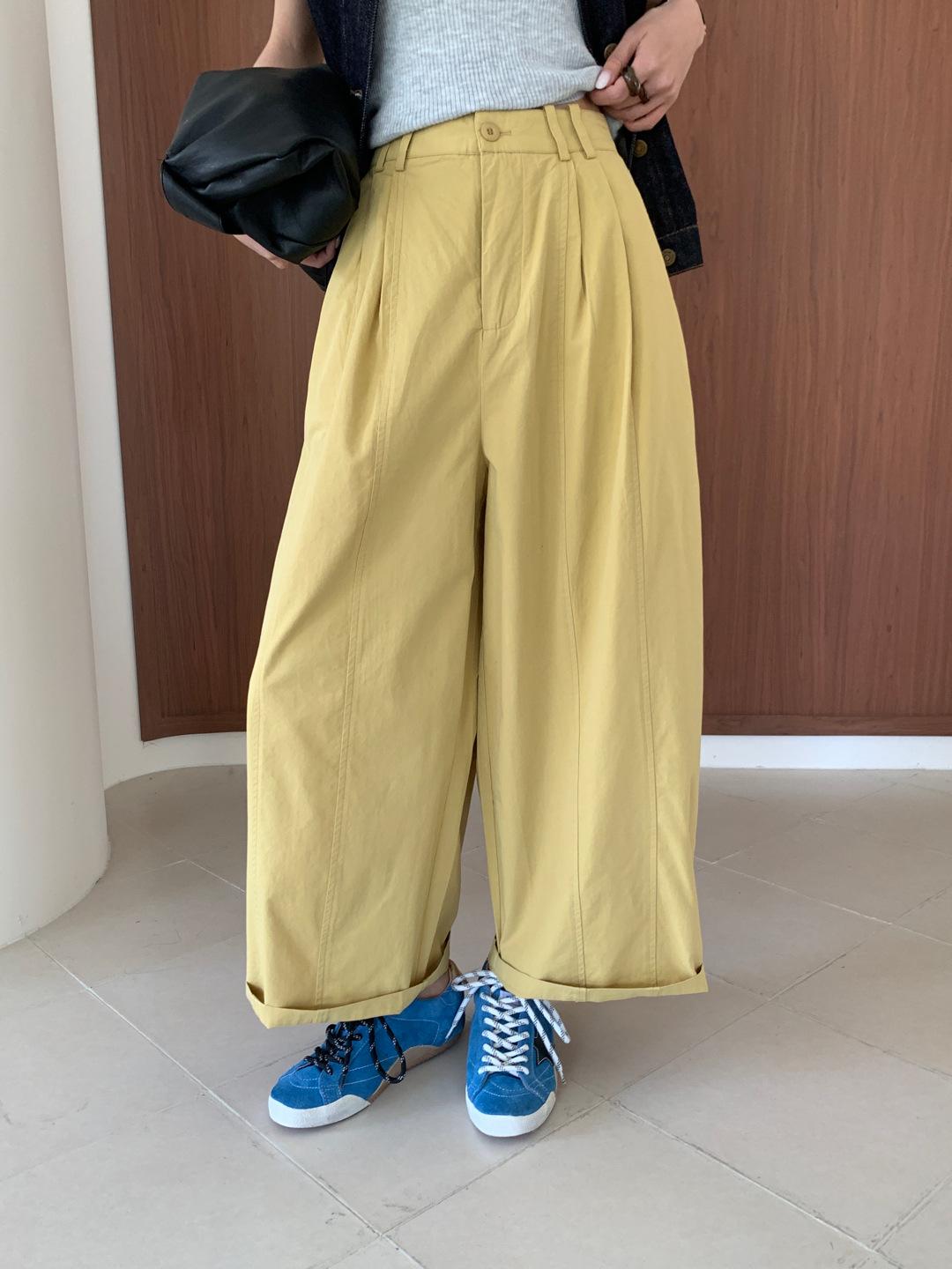 

Japanese Style High-End Casual Loose Slimming Long Pants for Women M (40-58 kg) жовтий