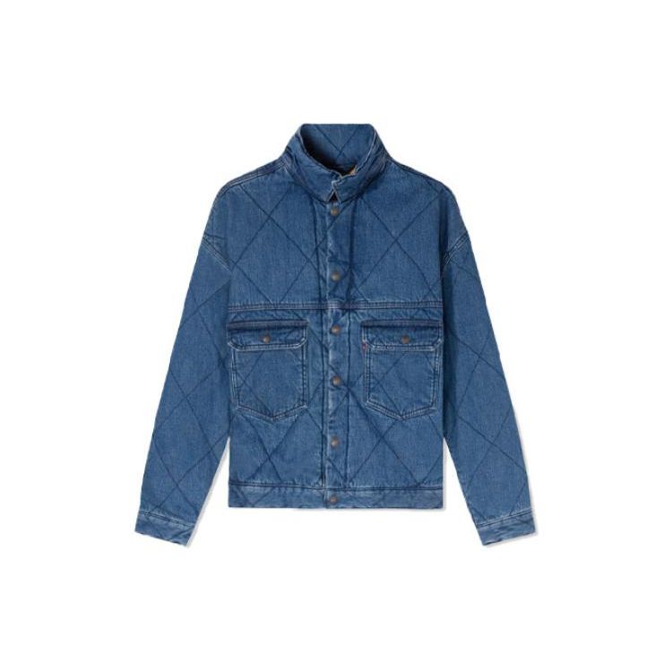 

Levis однобортная хлопковая куртка с воротником-стойкой в клетку, мужские куртки синего цвета A0759-0000 L