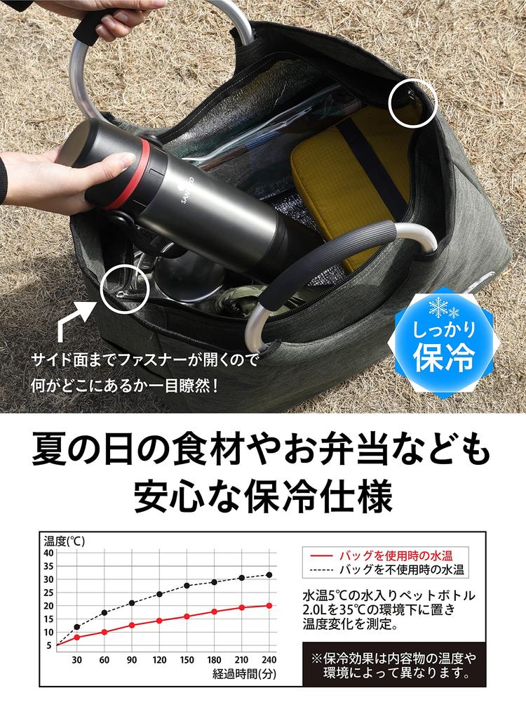 CB Japan Cold Bag Khaki Capacity 17L Lightweight Aluminum Handle Cold Tote Bag BOCCA