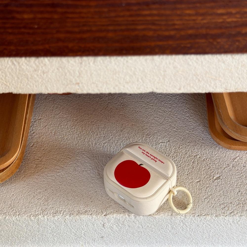 

Ins leather simple red apple letter for AirPods pro3 earphone cover 4th generation wireless bluetooth apple AirPods 1 /2 generation earphone case pro AirPods Pro 3