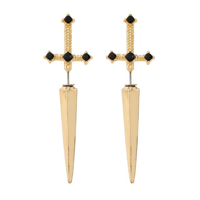 1 Paar Gothic Schwert Lady Ohrringe Vintage Kristall Dolch Ohrringe