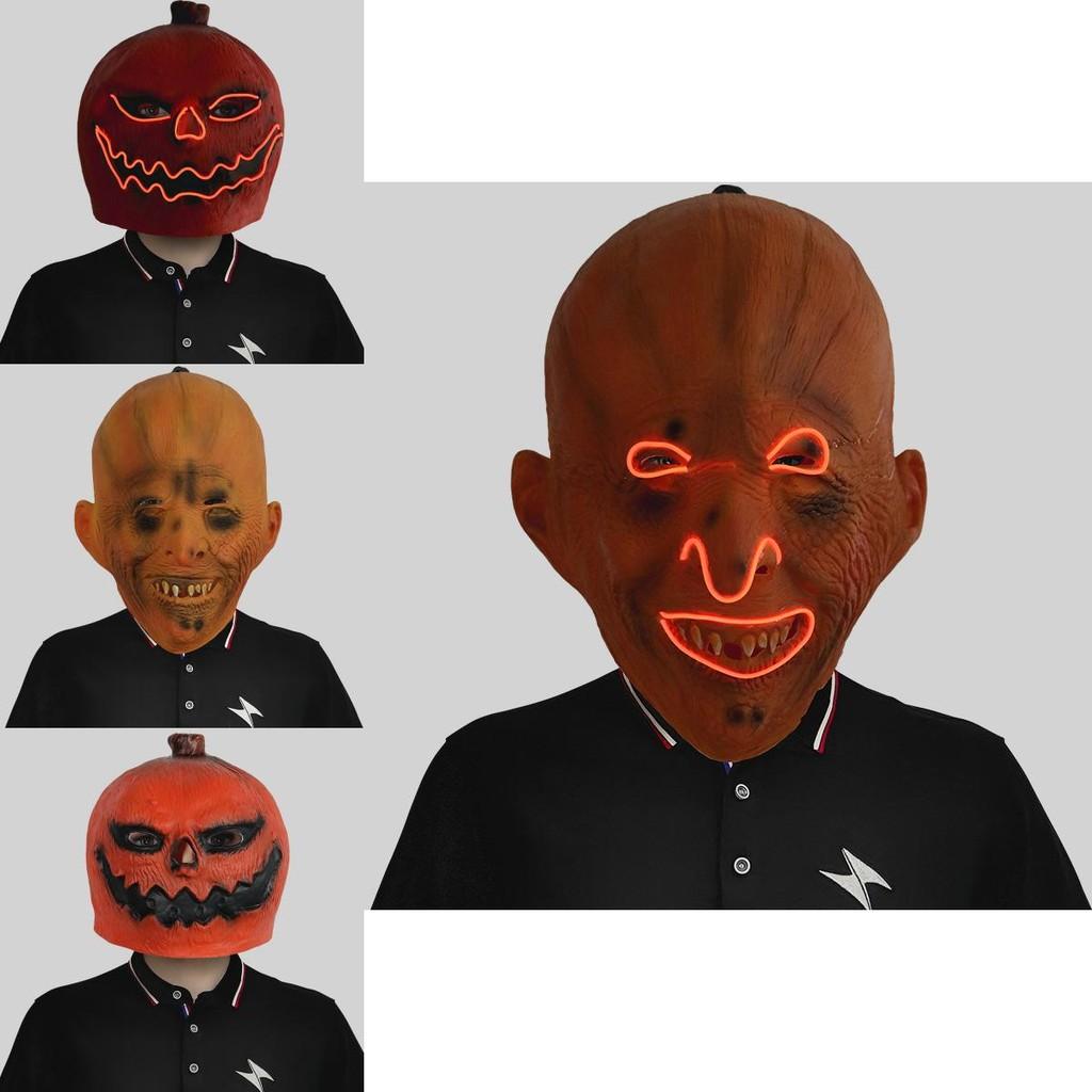 Haunting Glowing Pumpkin Head Mask For Halloween Festivities And Costume Events