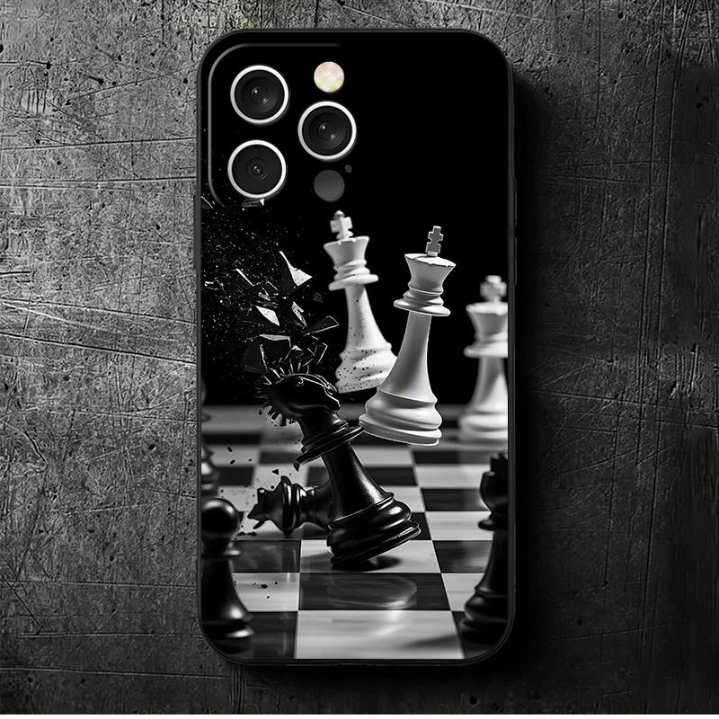 

Competitive Chess Game Soft Phone Case for iPhone 16 16E 17 Air 15 Pro Max 14 Plus 13 Mini 11 12 7 Black Cover Back Shell iPhone 15 Pro