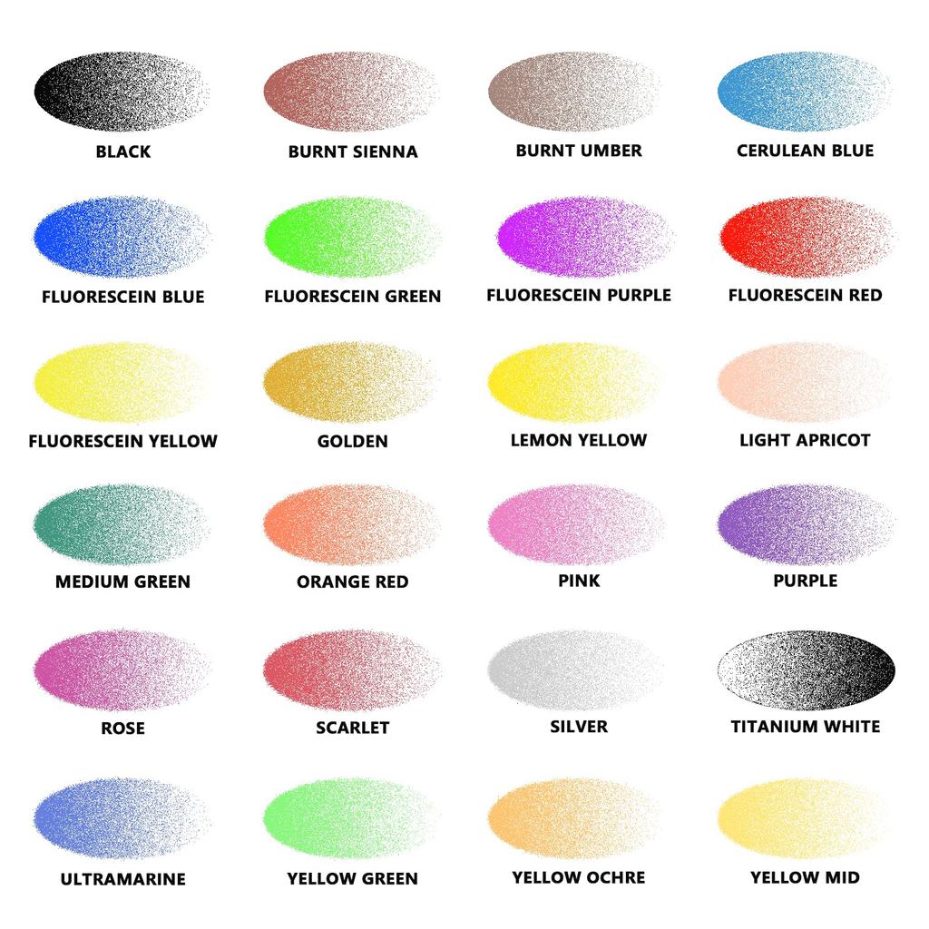 SAGUDIO Airbrush Acrylic Paint Set 24 * 30ml (1oz) Basic Colors with Color Wheel - Airbrush color set, ready for airbrush painting.