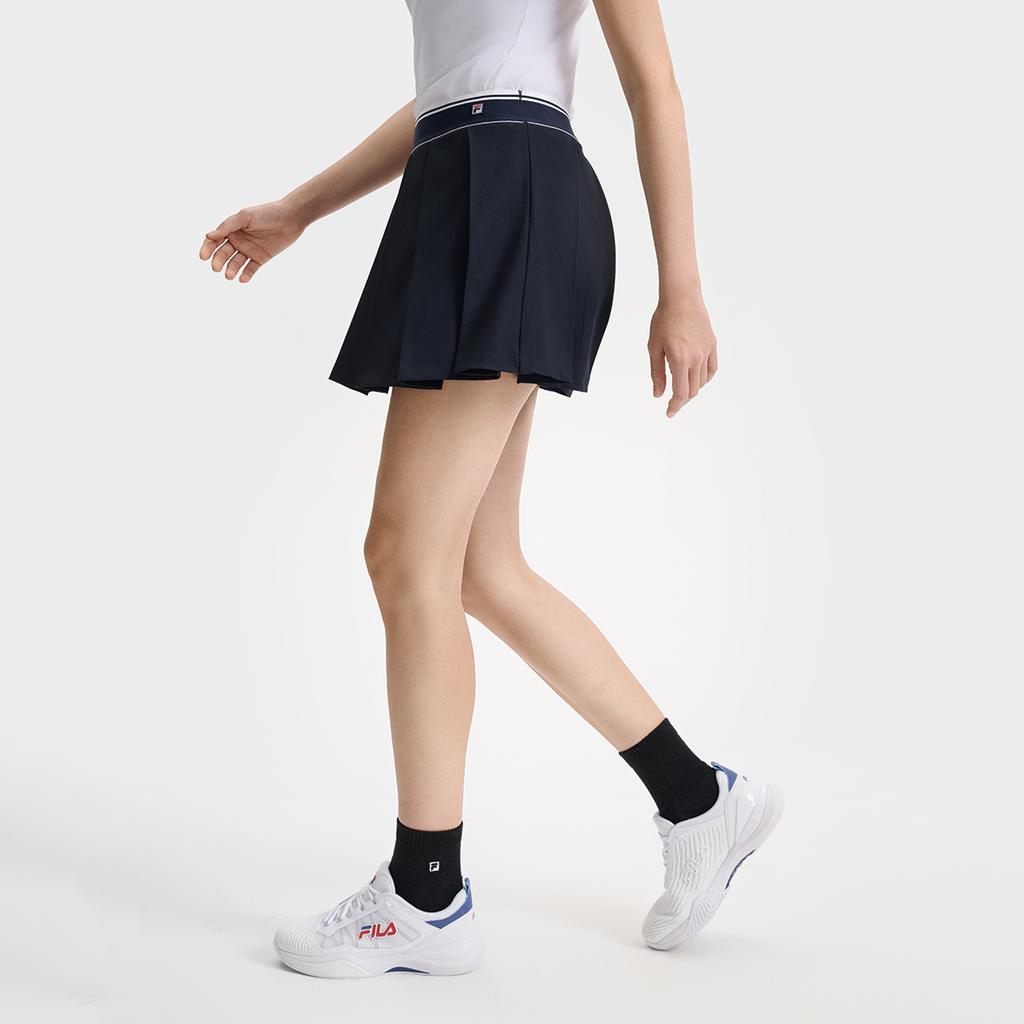 Fila Tennis Series Susan Skirt Classic Brand Letter Logo Everyday Versatile Tennis Sports Casual Skirt Women Skirts Navy-Blue A11W523309F-NV