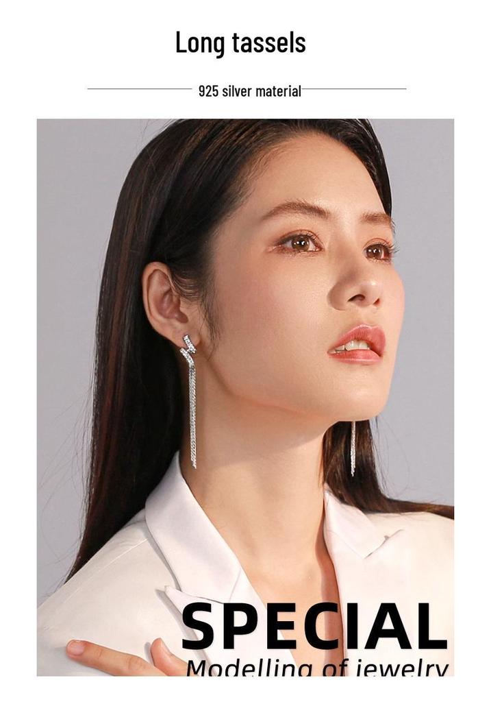 S925 Sterling Silver Long Tassel Earrings for Women - New 2025 Trend, Elegant & Luxurious Design.
