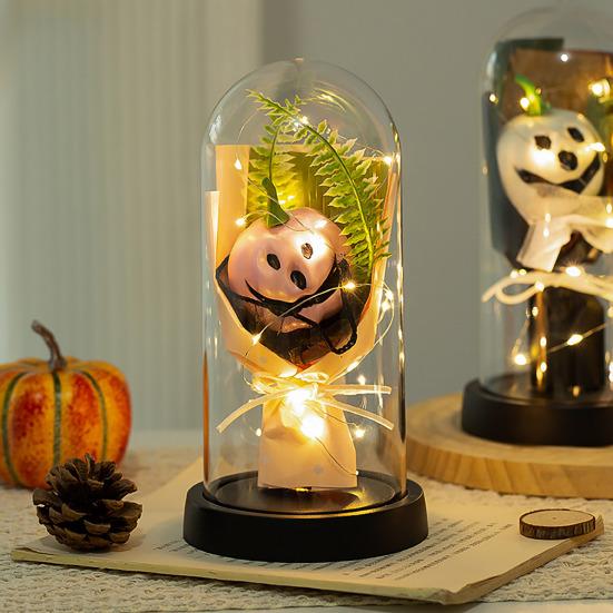 Pumpkin Dome Light LED Clear Cloche Pumpkin Night Light for Halloween Home Kitchen Tabletop Mantel Garden Poolside Decor