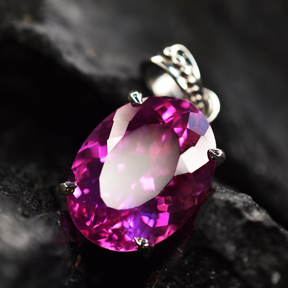 

Natural Oval Cut Pink Ruby Pendant 925 Sterling Silver 29 Ct Gemstone CERTIFIED my.pd-21-k