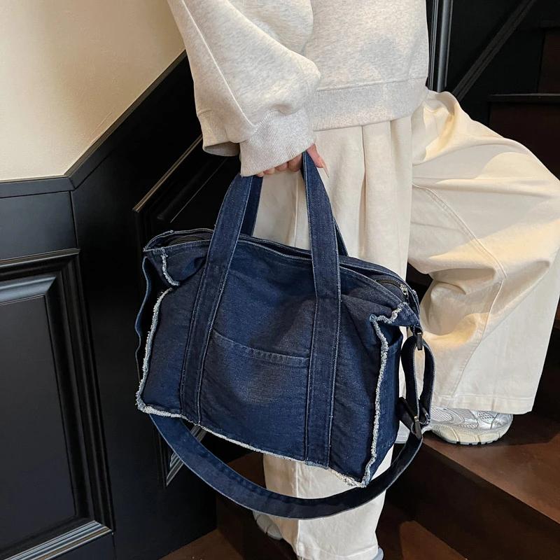 Fashiable Denim Bag Retro Simple Handbag Korean Niche Design Shoulder Bags New Large Capacity Tote Bag Versatile Commuter Bags