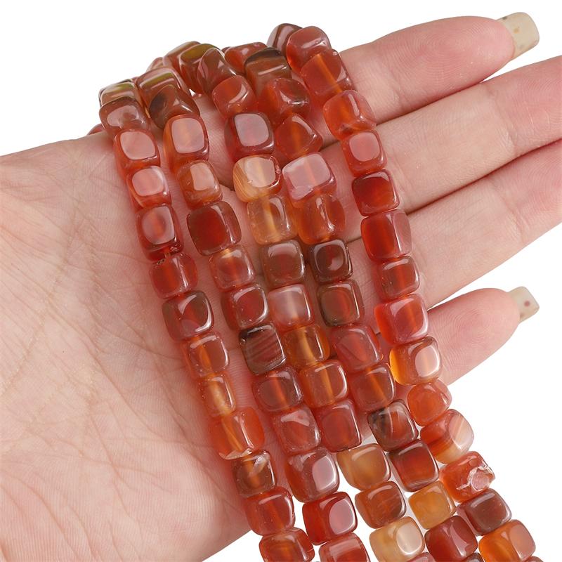 1strip /bag Colored Natural Agate Square Beads DIY Bracelet Necklace Earrings Jewelry Accessories