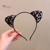 Hair Hoop Leopard Print Cat Ear Decor Halloween Headband Soft Adjustable Cosplay Headgear Theme Party Decoration