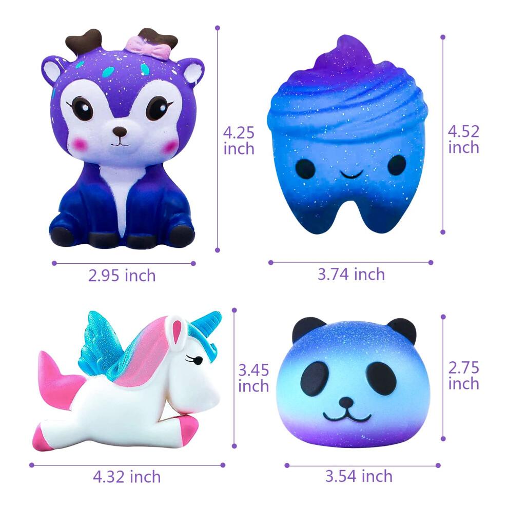 Squishies Spielzeug, hirsrian Langsam aufsteigende Squishy Spielzeuge Galaxie Jumbo Squishies Duftende Stressabbau Quetschpaket Beinhaltet Hirschzahn Panda Einhorn für Kinder