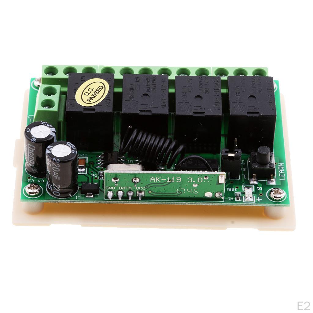 4-Channel 315MHz DC12V Wireless Relay Switch with 4-Button Control