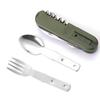 7 In 1 Multifunctional Outdoor Tableware Stainless Steel Foldable Fork Spoon Knife Picnic Camping Hiking Travelling Dinnerware