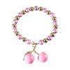 Pink Cherry Pendant Necklace for Women Sweet and Vibrant Style Clavicle Chain Exaggerated Fruit Charm Neckchain Jewelry