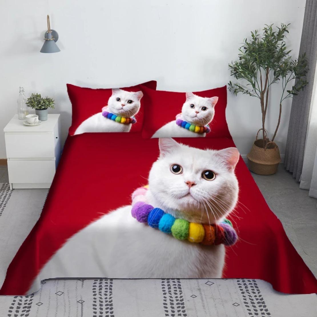 

Comforter 3D Digital Printing Cat Bedding Setkawaii Pet Cat For Kids Bedroom Queen King Size Soft S Comforter (quilt)-EU Single(135*200cm)3pcs