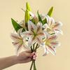 Artificial Lily Flowers with 2 Heads Full Bloom And 1 Bud Long Stem Fake Lilies Bouquet for Wedding Floral Arrangements Spring Home Table Centerpiece