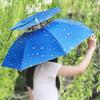 Double Layer Umbrella Hat Women Men Folding Sun Rain Cap with Adjustable Head Band for Fishing Camping Hiking