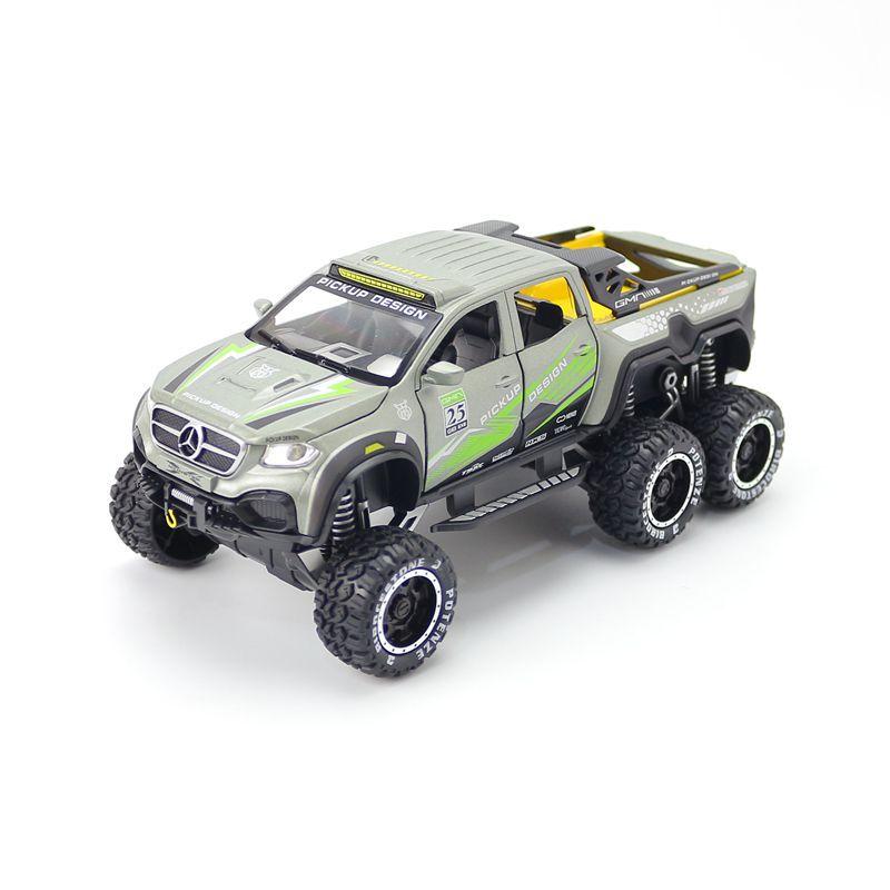 

1/28 Benz X-Class Exy 6X6 игрушечная модель автомобиля литая под давлением со звуком и подсветкой заднее колесо инерционные игрушки модели транспортных средств мальчик подарки на день рождения серебряный