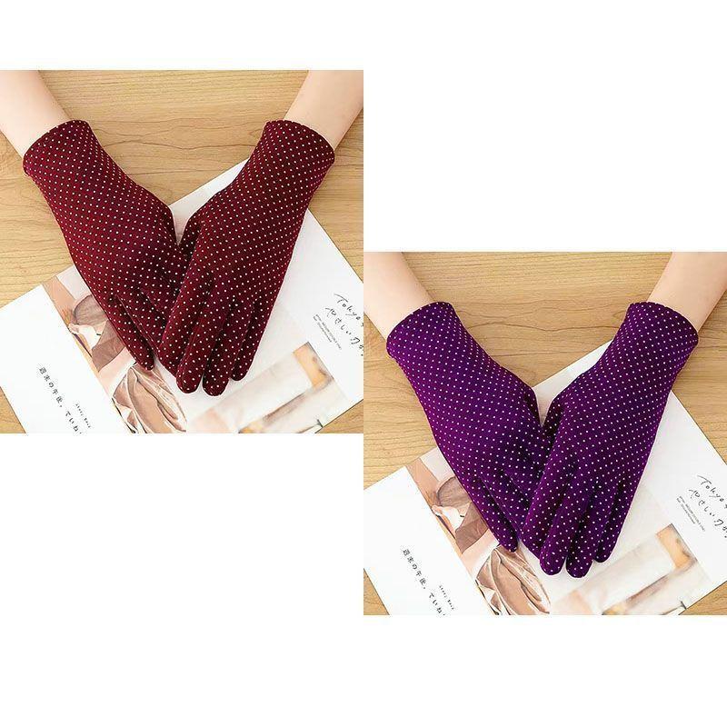 

Women s Warm with Velvet Spring/Fall Winter Cotton Single-Layer Casual Gloves Nose dots [Bordeaux + purple]]