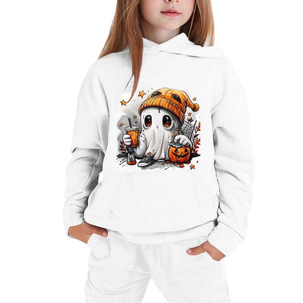 Kids' Hooded Sweatshirt with Halloween Print for Festive Wear