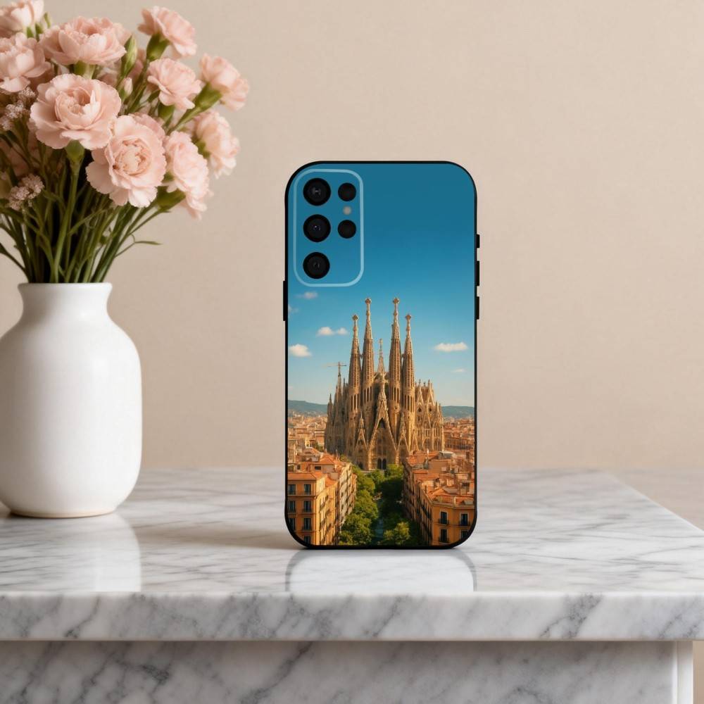 A-Architectural scenery of B-Barcelona Phone Case For Samsung S25,24,23,22,30,21,10,9,Ultra,Plus,Lite,FE,4,5 G Soft Black Case