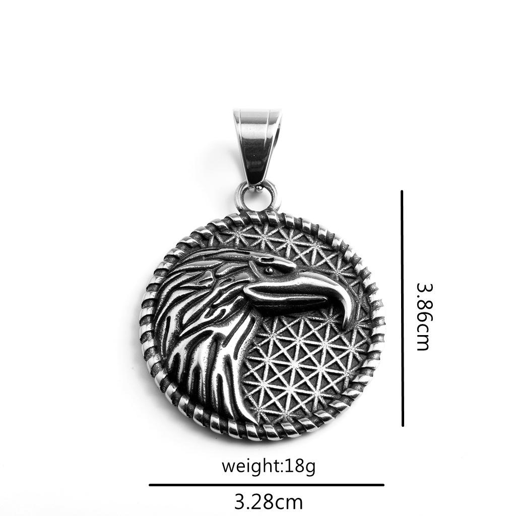 European Retro Stainless Steel Eagle Head Pendant Necklace for Men